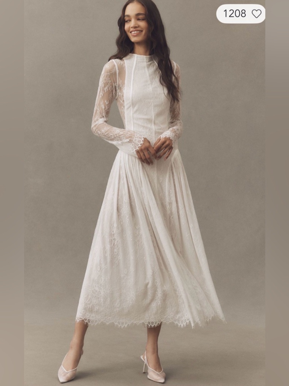 Anthropologie x Hansen & Gretal Ivory Lace Long-Sleeve Dress